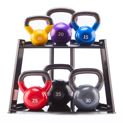 135LB Vinyl Kettlebell Set With Corner Rack
