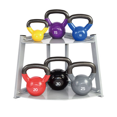 105LB Vinyl Kettlebell Set With Corner Rack
