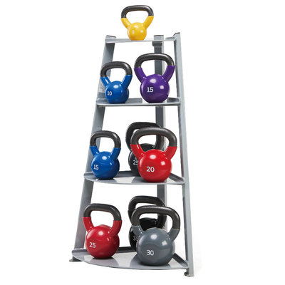180LB Vinyl Kettlebell Set With Corner Rack